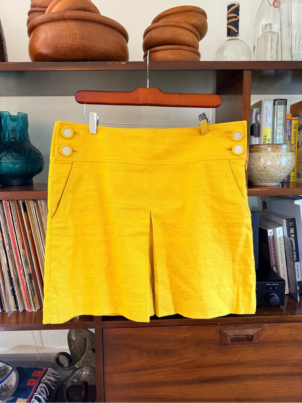 J. Crew Yellow Mini Skirt with Front Pleat